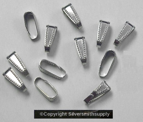 12 Lrg White Gold Plt steel snap on pendant bails charm bails large bails GPB051 - Picture 3 of 3