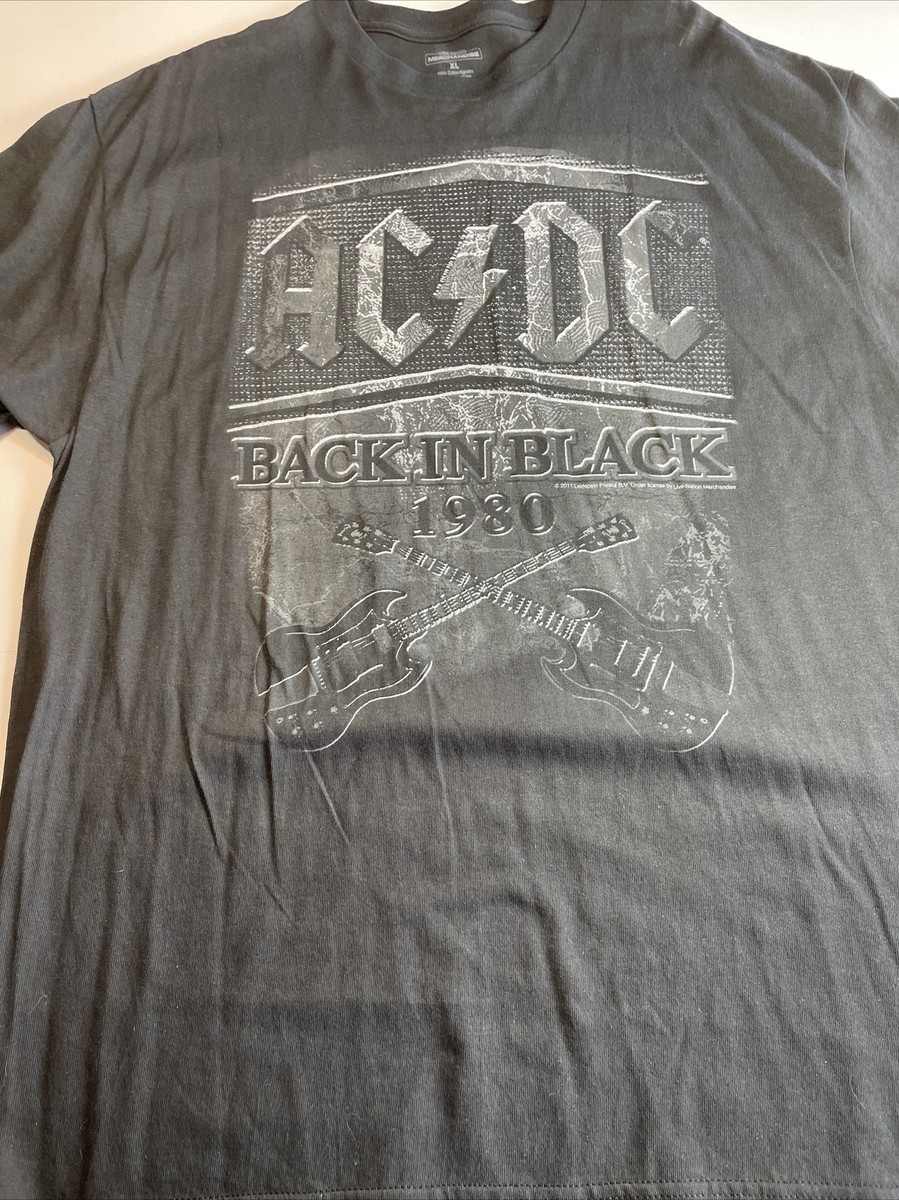 AC DC BACK IN BLACK 1980 BLACK SHORT SLEEVE XL T SHIRT | eBay