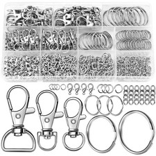 360pcs Keychain Kit Silver Metal Keychain Clips Hooks with Key Rings Lobster Cl