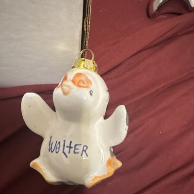 White Ceramic Penguin Ornament Hanging Decorative Black Orange 'Wolter' 'Sjos'