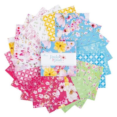 Painted Petals, 5'' x 5'' Squares, Riley Blake $3.99 Ships ANY Amount Of Fabric
