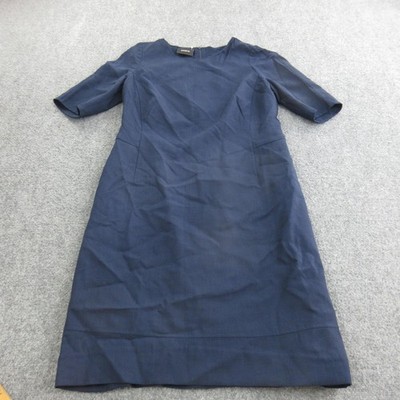 Akris Dress Womens M Blue Woven Sheath Knee Length Half Sleeve Workwear Office
