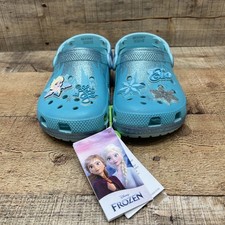 Disney Crocs Frozen Elsa Classic Clog Blue Kids Girls NWT Size 2