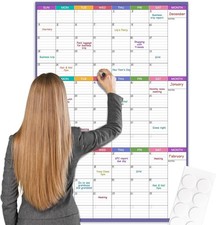 Large Dry Erase Calendar For Wall - Undated 3 Month Calendar, 28'' x 40'',...