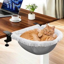 X-Large Cat Desk Bed with Dual Clamps Sunken Hammock, Removable Cover