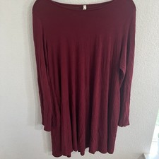 mts Womens Short Sleeve Maroon Shirt Dress Size Large