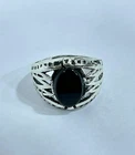 Royal 925 Sterling Silver Ring with Black agate Onyx - 7g - Size 12 US