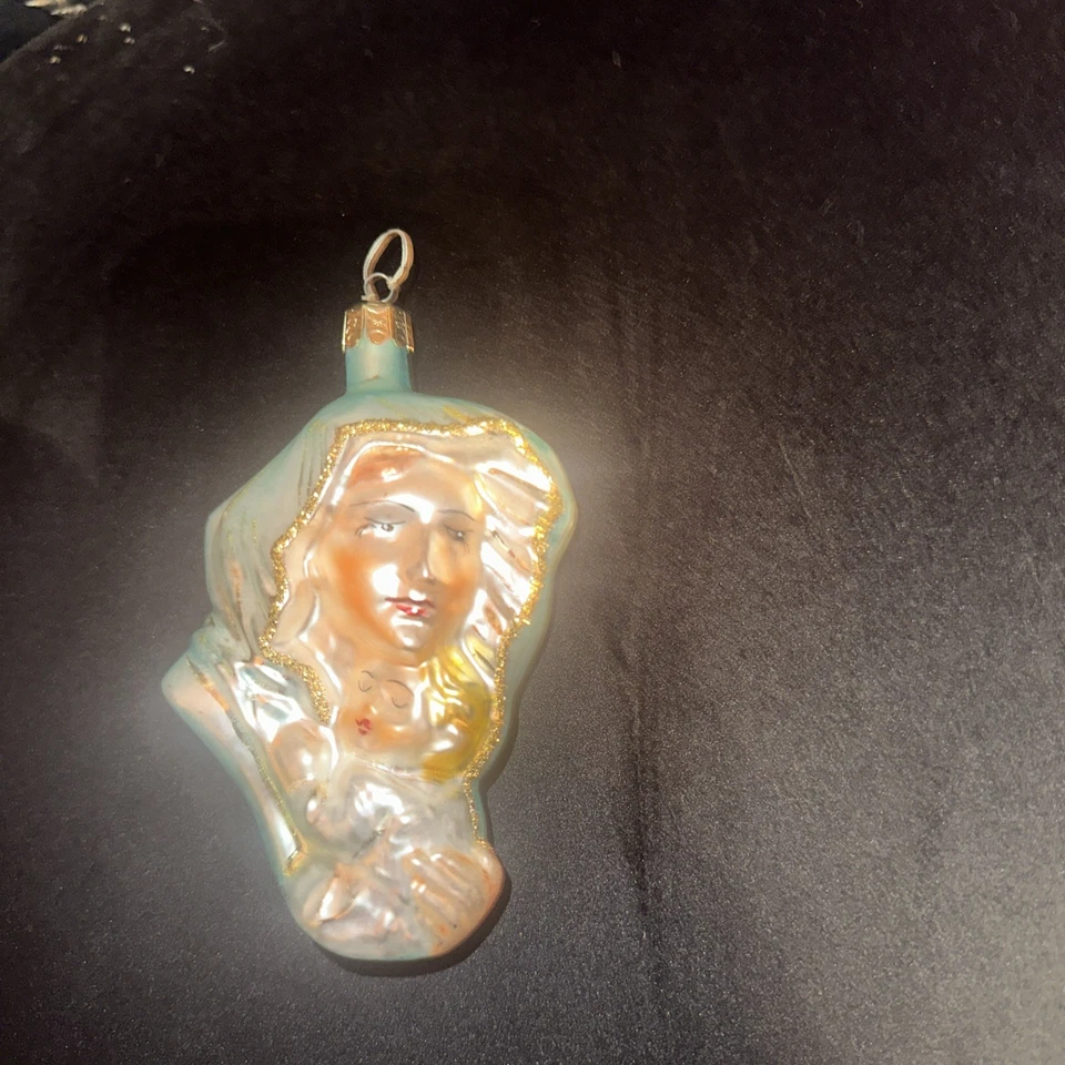 De colección 1992 Christopher Radko verde azulado señora y niño adorno de Navidad 4,5 pulgadas’s Foto 2 de 4