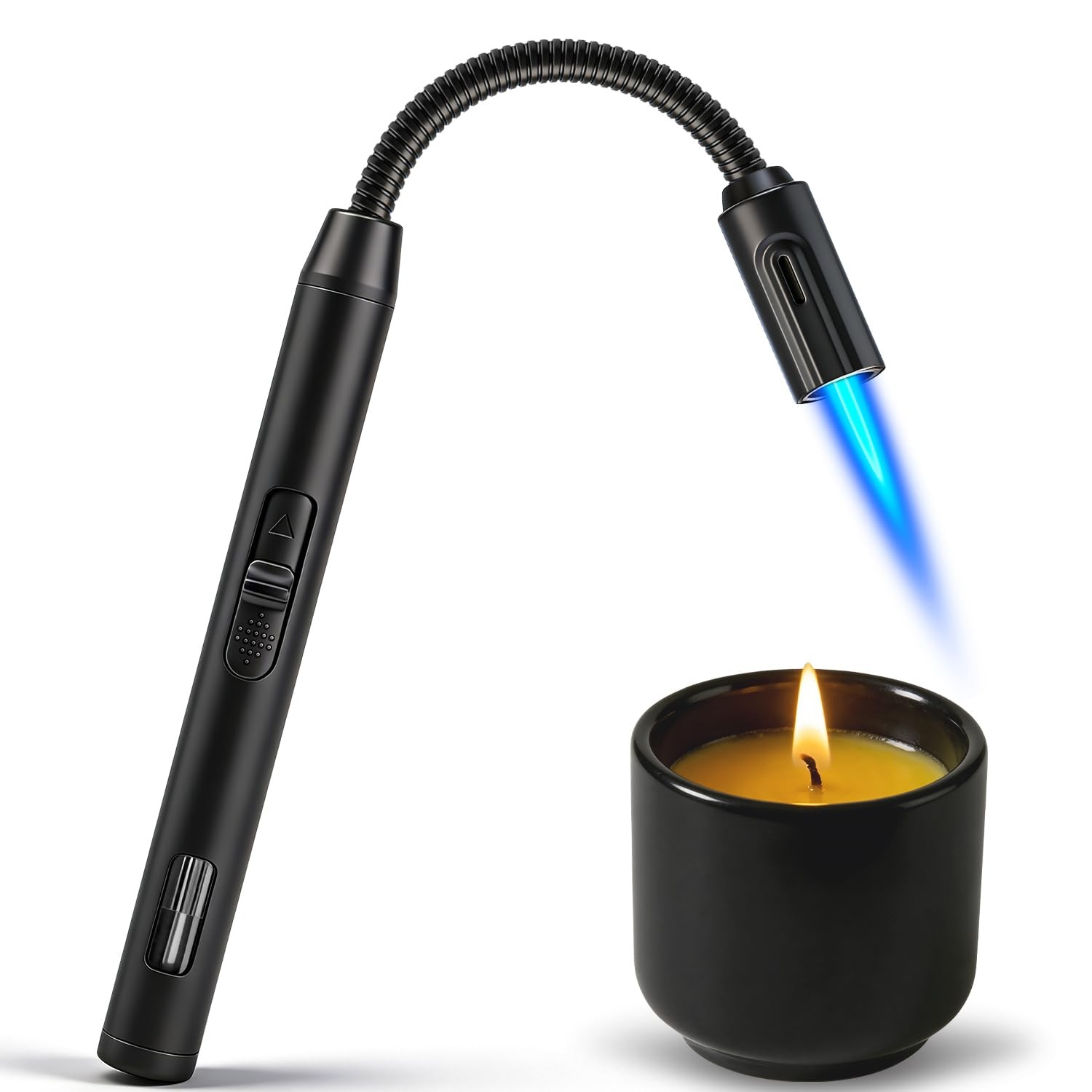 Refillable Butane Lighters With Flexible Long Neck Black