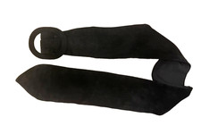VINTAGE DETAILS PATRICIA GREEN BLACK SUEDE LEATHER D RING BELT WOMEN'S MEDIUM