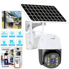 Solar Battery Powered Wireless WiFi Outdoor Pan/Tilt Home Security Camera System