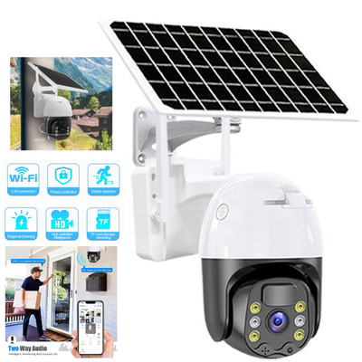 Solar Battery Powered Wireless WiFi Outdoor Pan/Tilt Home Security Camera System