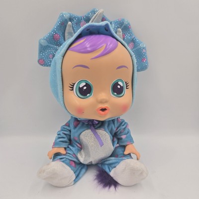 CRY BABIES Fantasy Tina The Blue Dinosaur Interactive Baby Doll Triceratops 