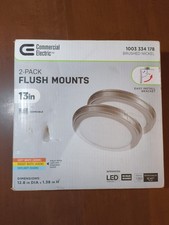 2 Pack 13" Brushed Nickel Dimmable LED Round Ceiling Flush Mount Light Fixtures