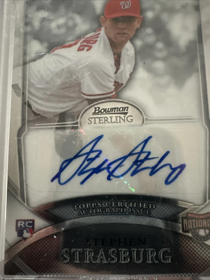 Autógrafo de novato certificado Stephen Strasburg 2010 Bowman Sterling Topps Foto 3 de 3