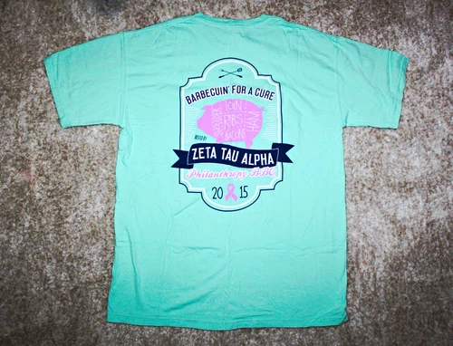 Zeta Tau Alpha ZTA "Barbecuin' for a Cure" Philanthropy BBQ 2015 T-Shirt