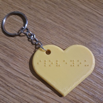 Braille Herz Schlüsselanhänger - I Love You, 3D-gedruckt, aus PLA, umweltfreundlich.
