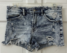Vervet Raw Waist and Hem Fray Distressed Cutoff Micro Jean Shorts S 3 28" X 3"