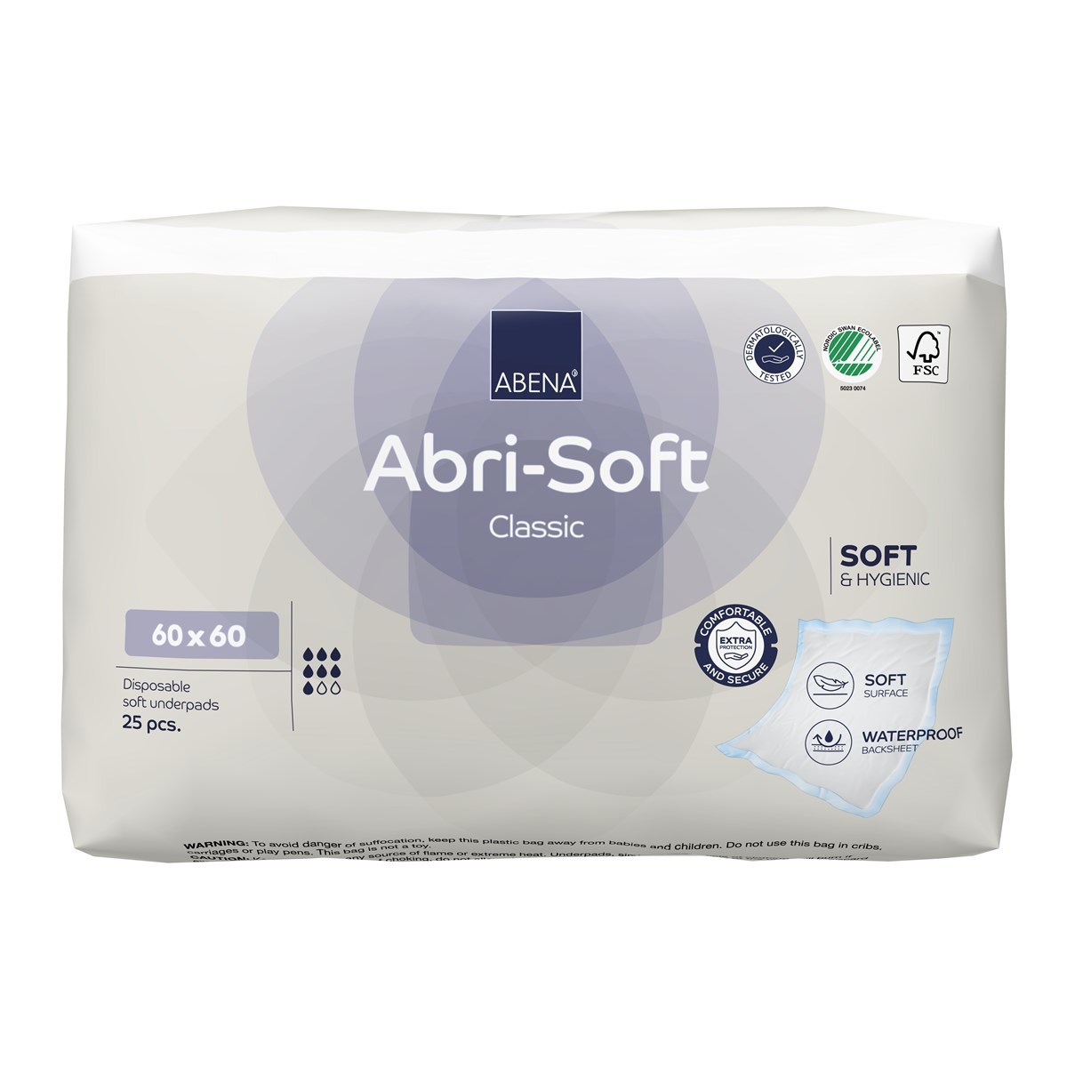ABENA Abri-Soft absorbent underpads 60X60 cm Incontinence Bed Protection 25 Pack - Image 2