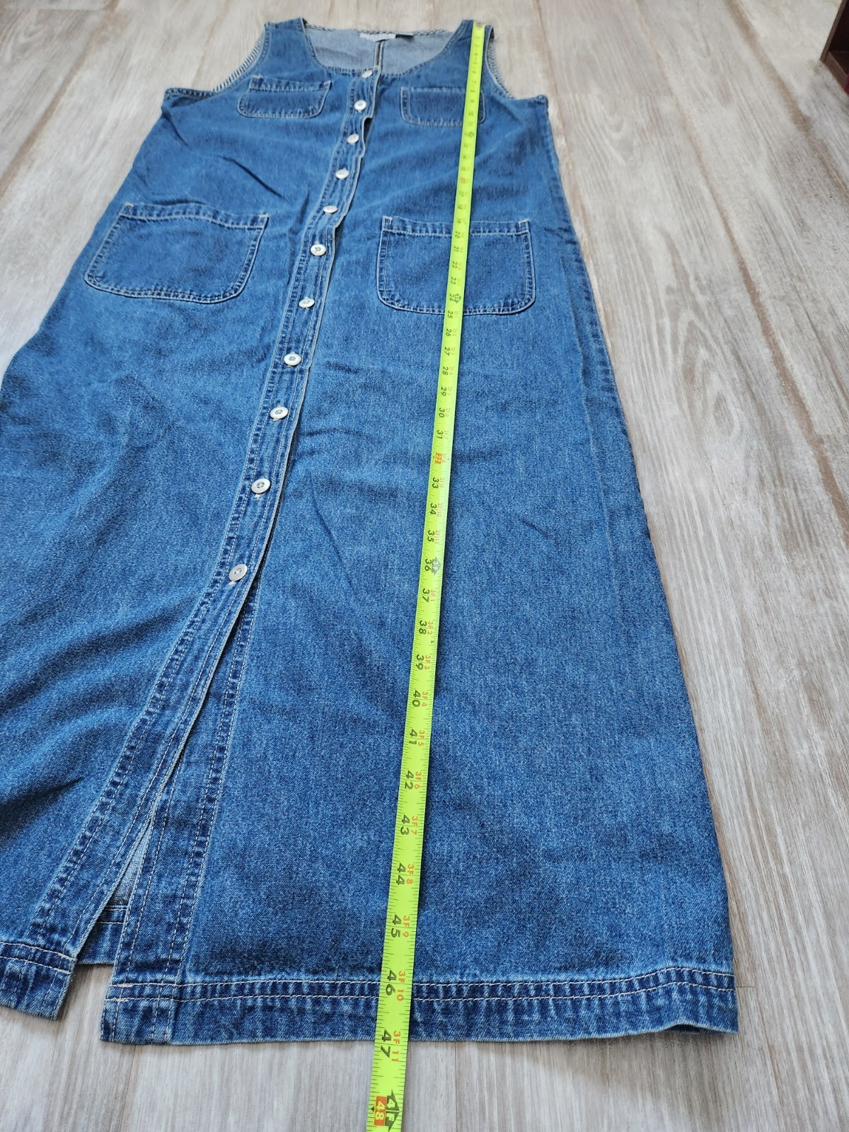 VTG Basic Editions Button Up Blue Denim Midi Dres… - image 8