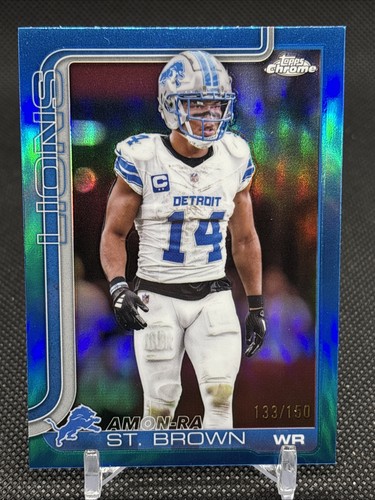 2025 Topps Chrome - Amon-Ra St. Brown Blue Refractor /150 Detroit Lions