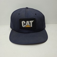 Vintage Caterpillar CAT Logo Blue Snapback Hat USA Patch Trucker