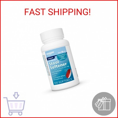 Amazon Basic Care Stool Softener Laxative, Docusate Sodium 100 mg, Softgels, For