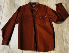 Hawx Work Gear Mens Sz XL Rust Red Shirt Long Sleeve Snap Buttons Workshirt