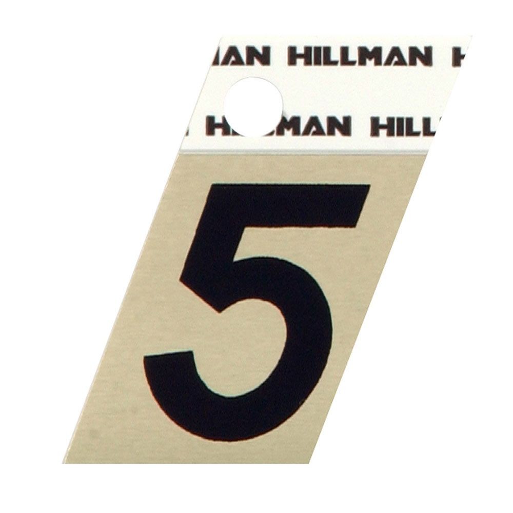 Hillman 1-1/2-In. Adhesive Black & Gold Aluminum House Number 5 840484