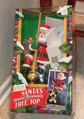 Vintage Mr. Christmas Santa Claus Lighted Animated Tree Topper Tested Video