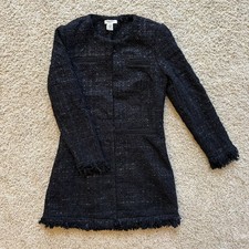 Vertigo Paris Wool Tweed Fringe Lady Jacket Coat Chanel Preppy Dark Academia S