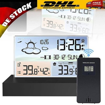 Digitale Wecker Wetterstation Funk Mit Farbdisplay Thermometer Innen-Außensensor