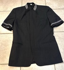Cintas Men  s Bellmen Uniform Jacket Sz M Black Grey Trim Zip Up Polyester