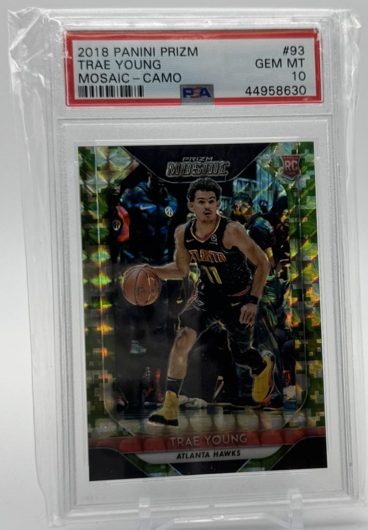 2018-19 Panini Prizm Mosaic Camo Trae Young Rookie 21/25 PSA 10 Atlanta Hawks