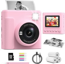 Kids Instant Print Camera, Christmas Birthday Gifts for Girls and Boys, 1080P HD
