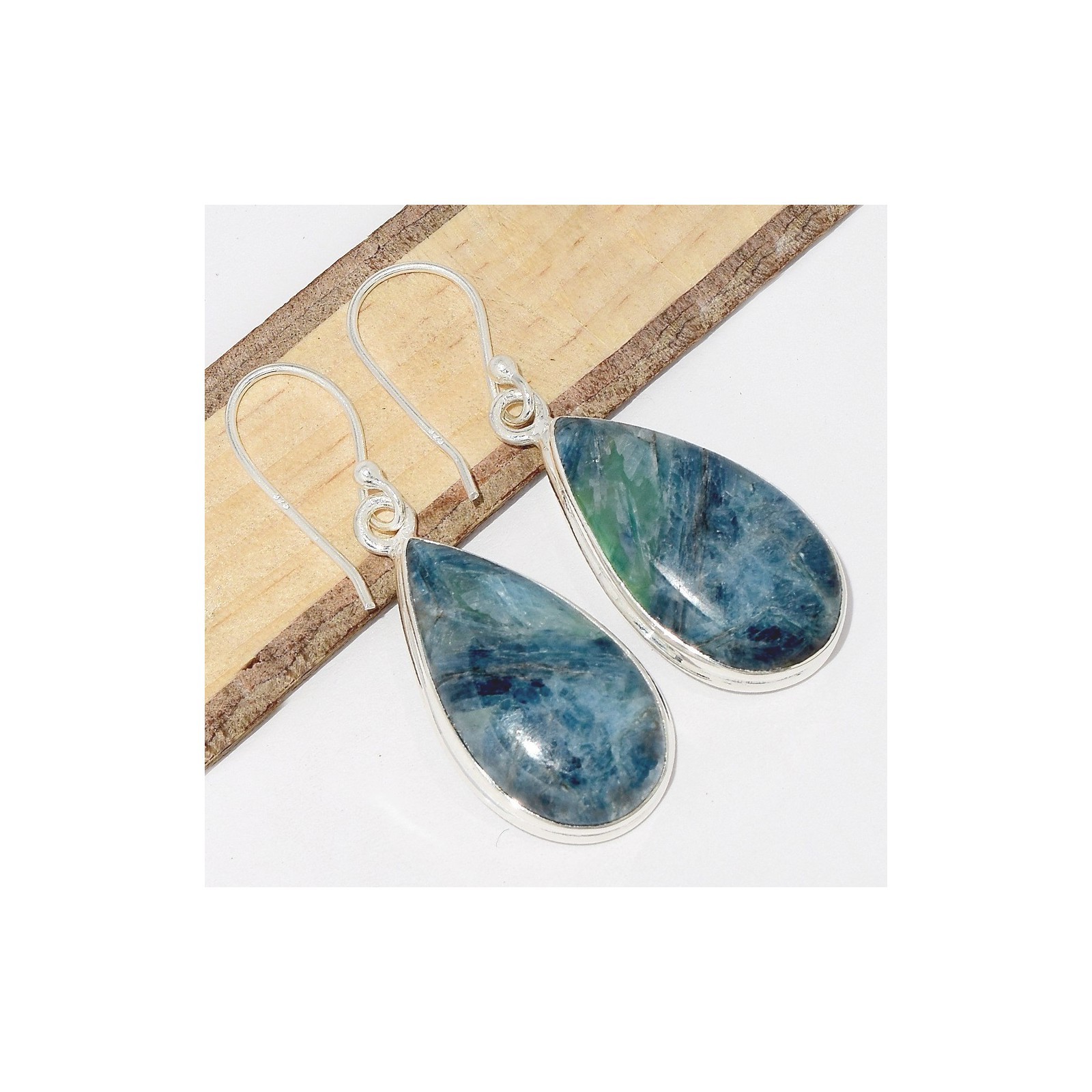Boucles d'oreilles Cyanite bleue Mermaid forme goutte pendantes femme CWA122
