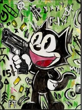 Felix, The Cat Art on Paper 14x11” Signed Contemporary CORBELLIC Cartoon