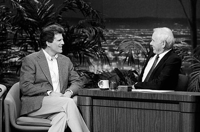 Actor Ted Danson with host Johnny Carson on February 22 1991 Old TV Photo