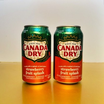   New Limited Edition Canada Dry STRAWBERRY FRUIT SPLASH Ginger Ale (2 Cans)