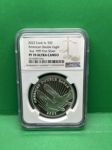 2022 Cook Islands $2 American Double Eagle 1/2 Oz Silver Coin NGC PF 70 Ultra...