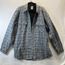 Outdoor Exchange Flannel Shirt Jacket Men's Size XLT Pockets Blue And Gray Plaid