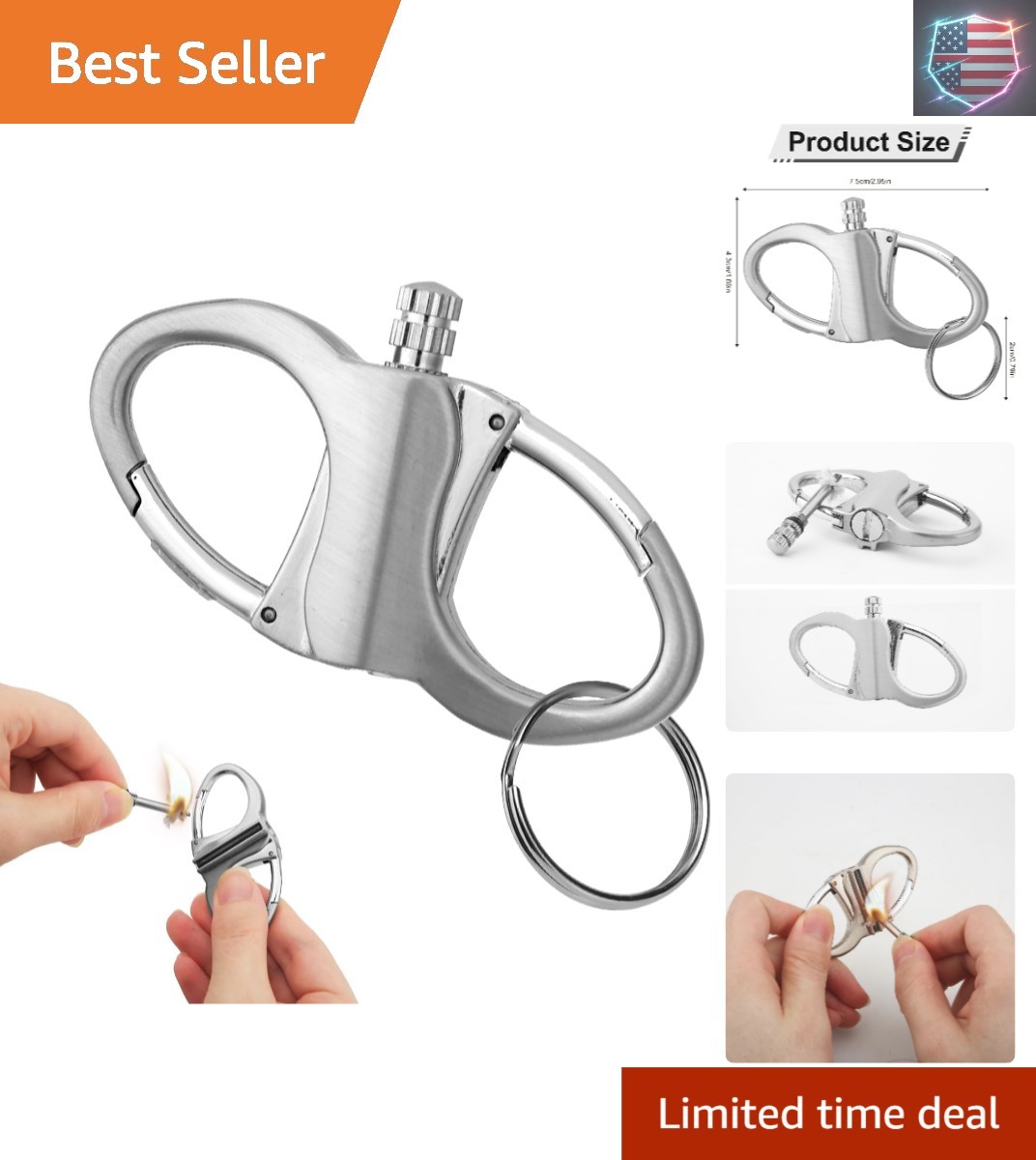 , New Mini Waterproof Lighters Key Chain Permanent Matc...