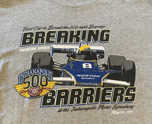 Indianapolis 500 Shirt 100th Anniversary Tom Sneva First To Break 200 Large