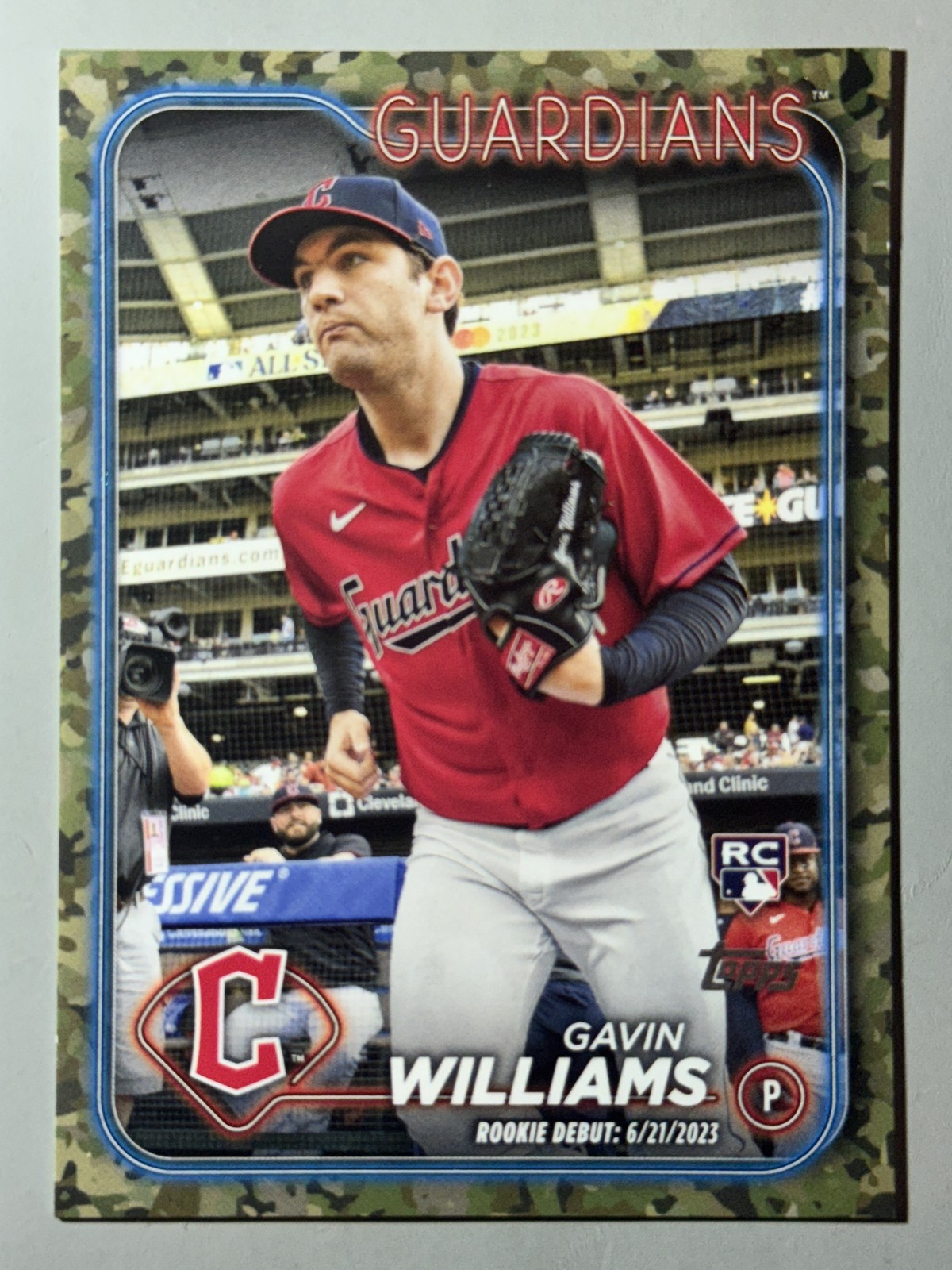 Gavin Williams Rookie 2024 Topps Memorial Day Camo RC SSP /25 Update #US294