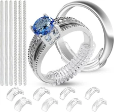 Ring Sizers for Loose Rings - 8 Easy-Clip Ring Adjusters and 6 Coil Adjusters - 