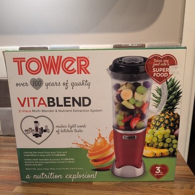 TOWER VITABLEND MULTI BLENDER & NÄHRSTOFFEXTRAKTIONSSYSTEM 21 AUFSÄTZE / UNBENUTZT