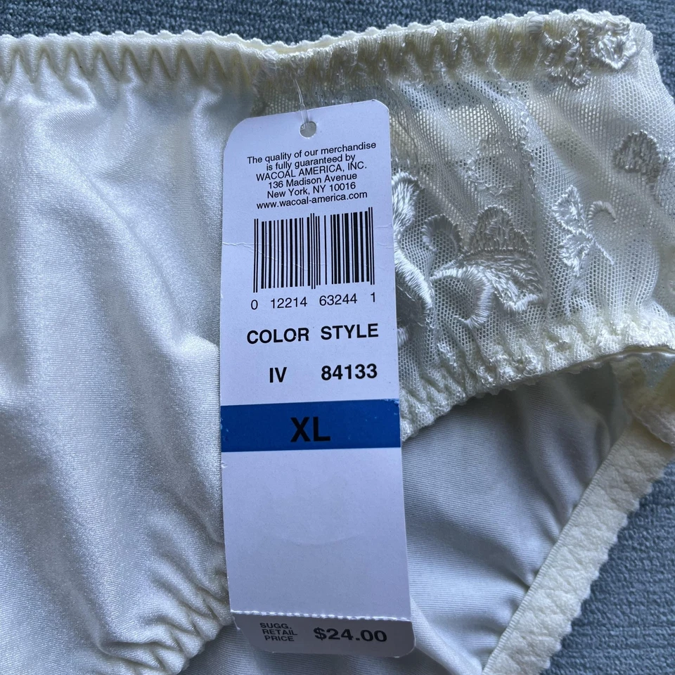 Bragas Wacoal para mujer XL marfil encaje satinado microfibra estilo 84133 nuevas con etiquetas Foto 4 de 4