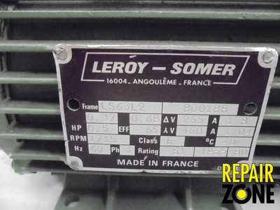 1/2 HP 1800 RPM 63 FR LEROY SOMER 3 PHASE MOTOR NEW *LIQUIDATION*
