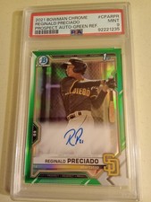 2021 Bowman Chrome Reginald Preciado #75/99 AUTOGRAPH GREEN #CPARPR Graded PSA 9