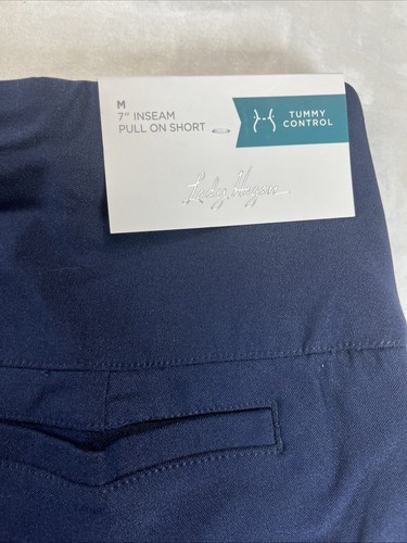 Lady Hagen 7" Inseam Womens Size Medium Pull On Tummy Control Navy Shorts NEW - Picture 5 of 5